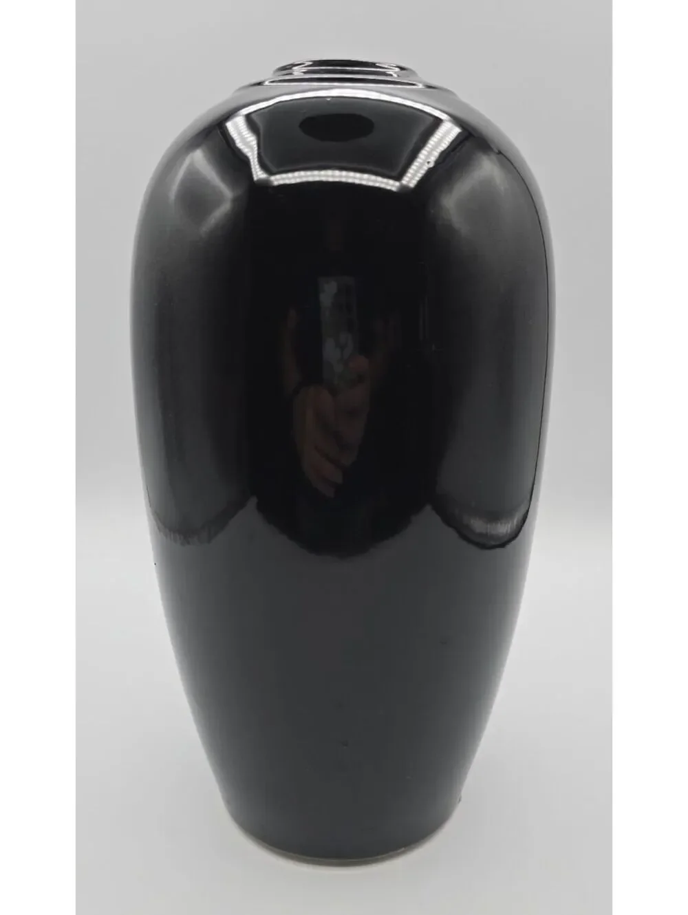 Vintage Srednick Collection Black Ceramic Vase Japan 1980s Modernist 10.5
